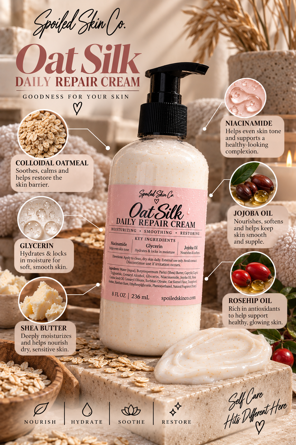 Oat Silk Daily Repair Cream (8oz)