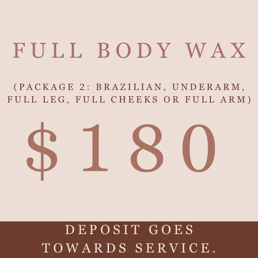 *PACKAGE 2of3* Full body wax (scroll for more times available)