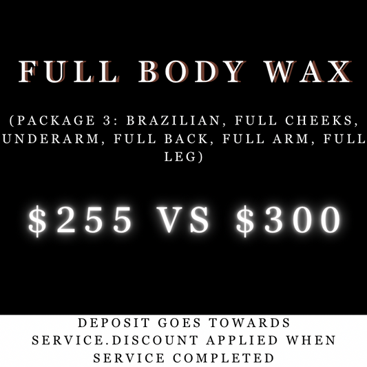 Content Participation- Full Body Wax 3 (15% Off)